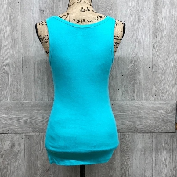 Teal Fitted Tank Top With Green Pineapple BB323 - Picture 4 of 4